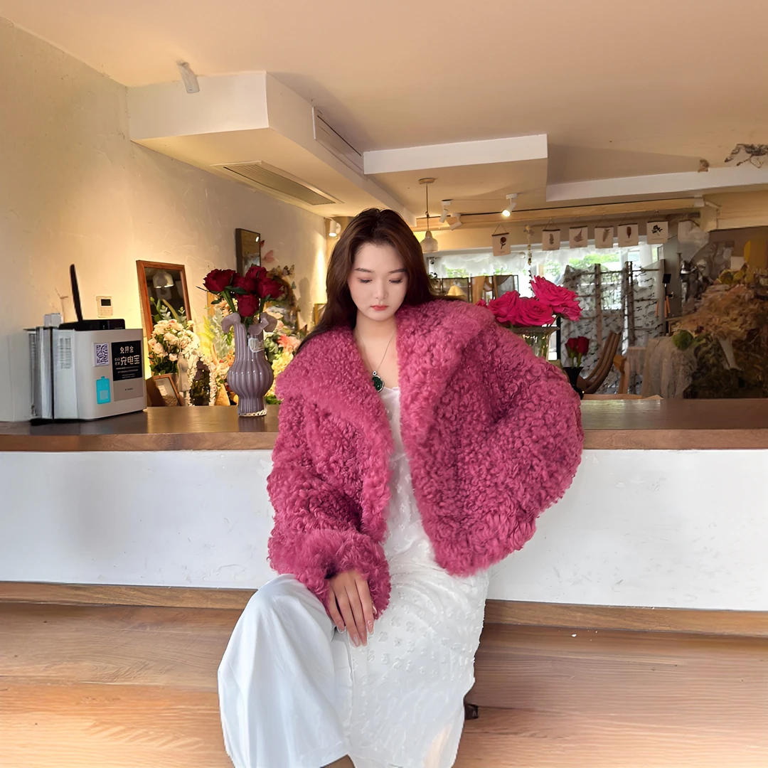 【亦丹】YD-662103“草莓熊”设计师韩版气质皮毛一体外套国际