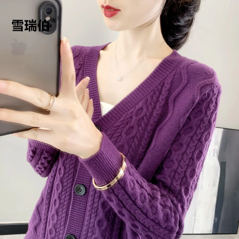 【轻奢订单品质】秋冬宽松纽扣毛衣针织开衫外套妈妈装中老年女装