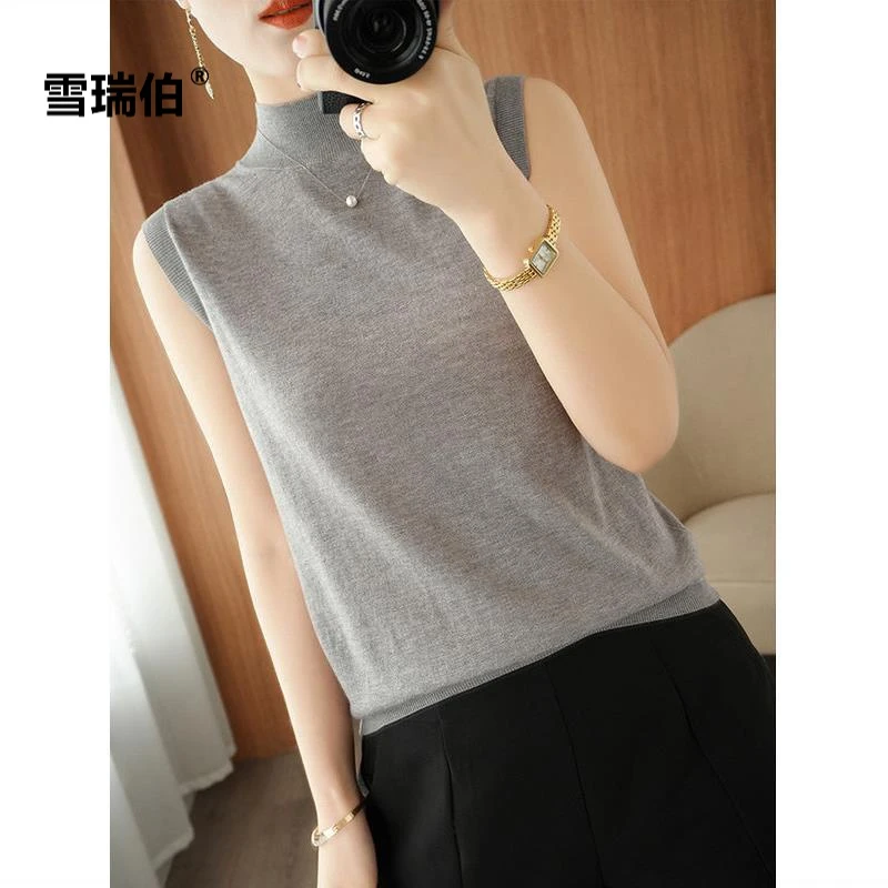 【宠粉福利】百搭无袖宽松半高领背心针织衫毛衣女打底漂亮妈妈装