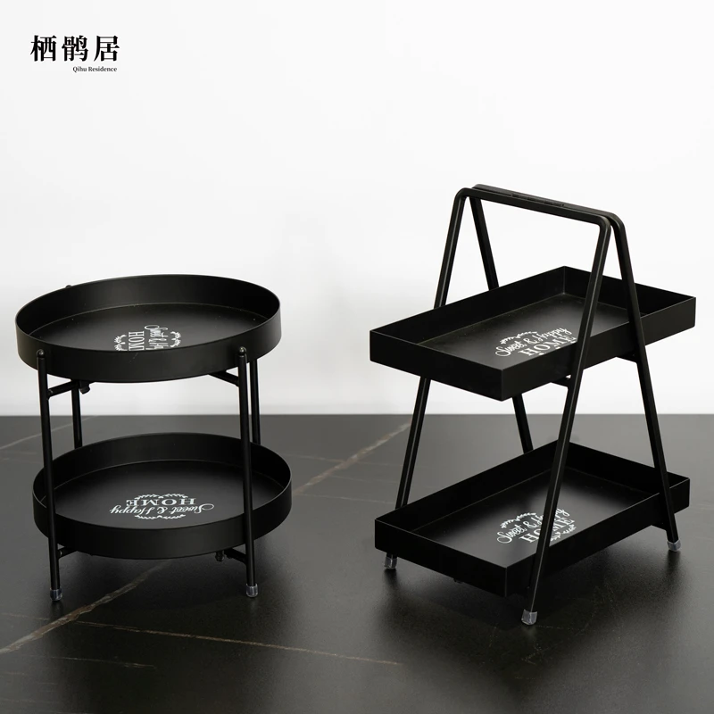 [轻美定制]客厅家用双层轻奢花架置物架置物架可移动落地北欧
