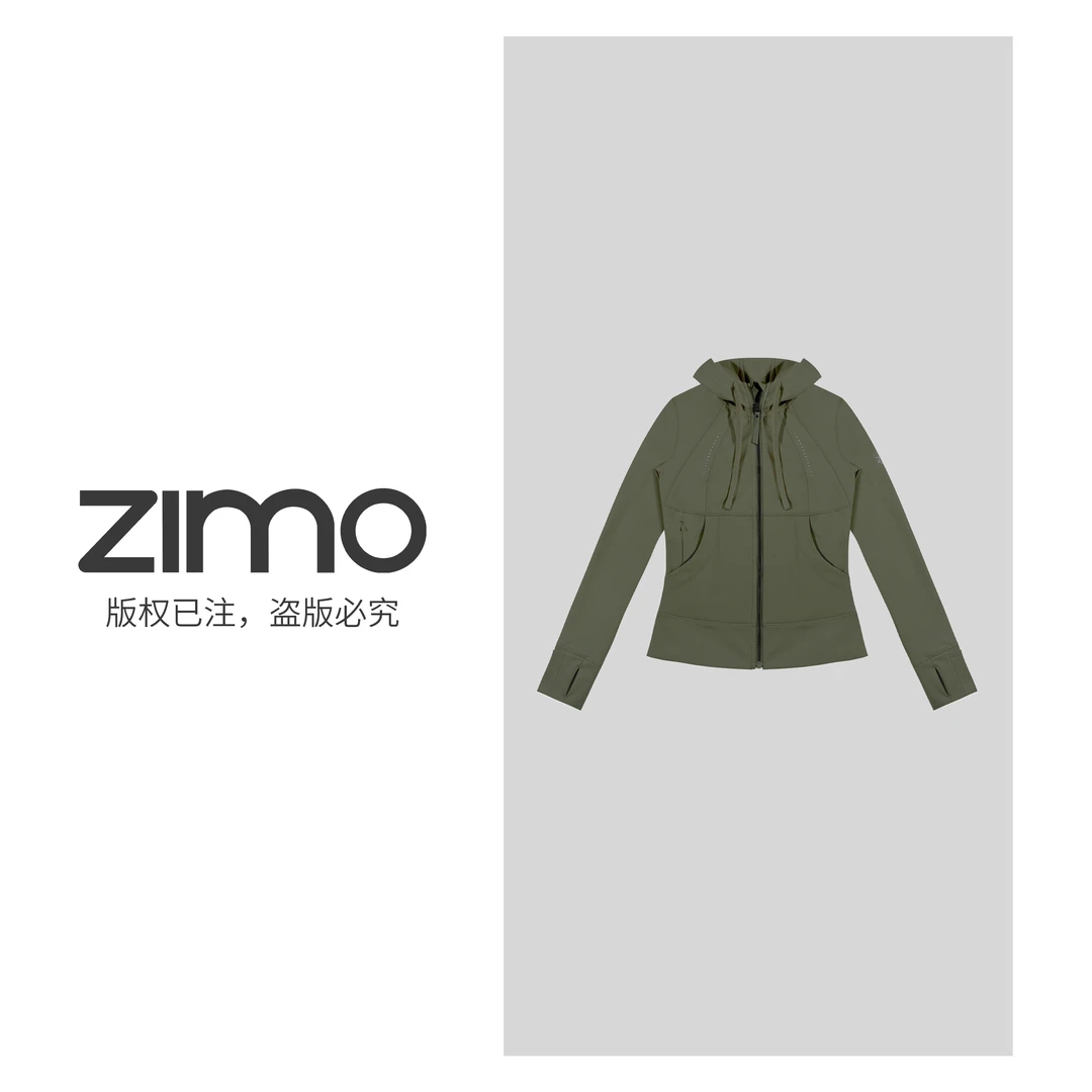 空气层软壳拉链外套灰绿色064-zimo-瑜伽健身瑜伽服健服YFWT064
