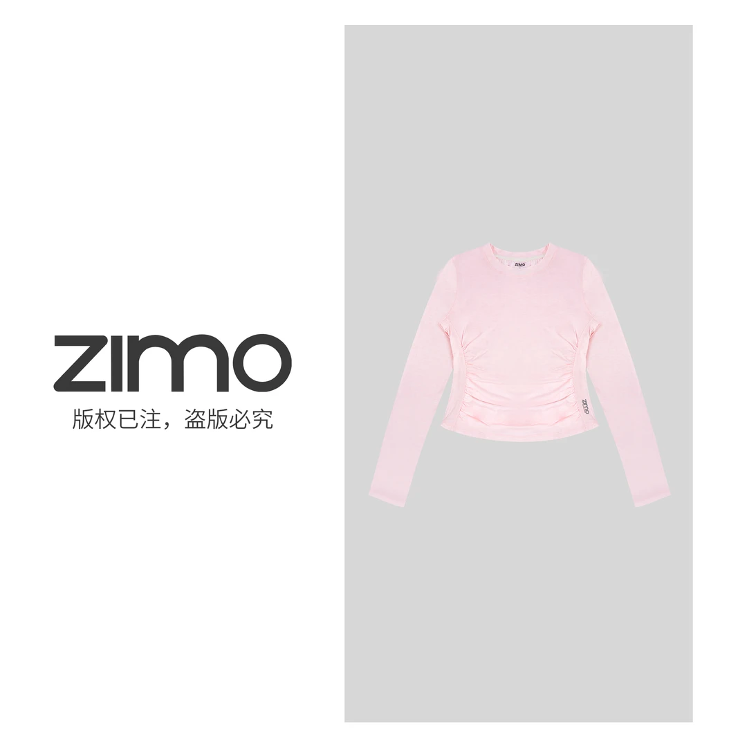 女士捏褶长袖牡丹粉162-zimo-瑜伽健身瑜伽服健服YFCX162