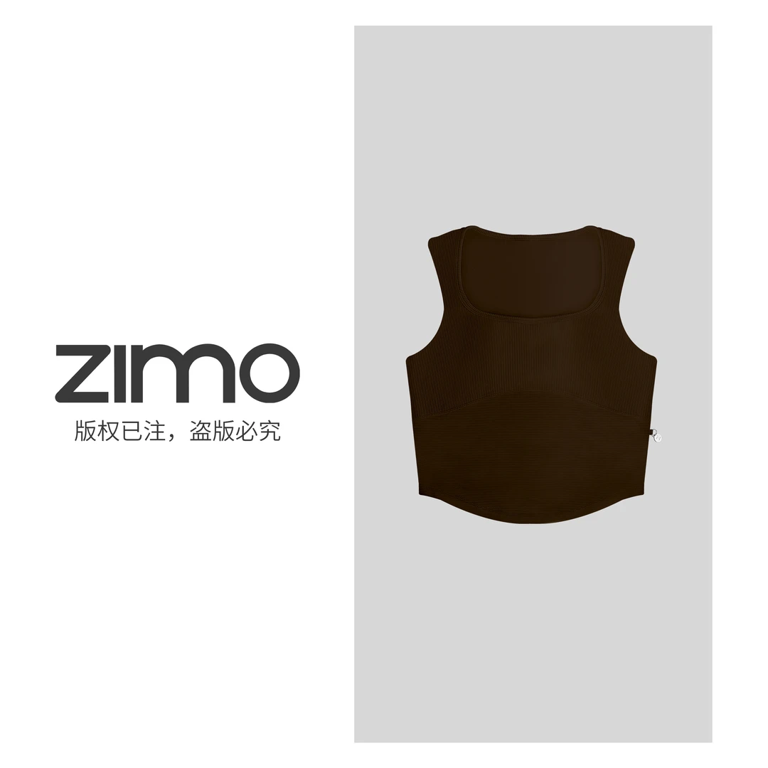 竖纹女士文胸巧克力069-zimo-一体杯运动背心YFWX069