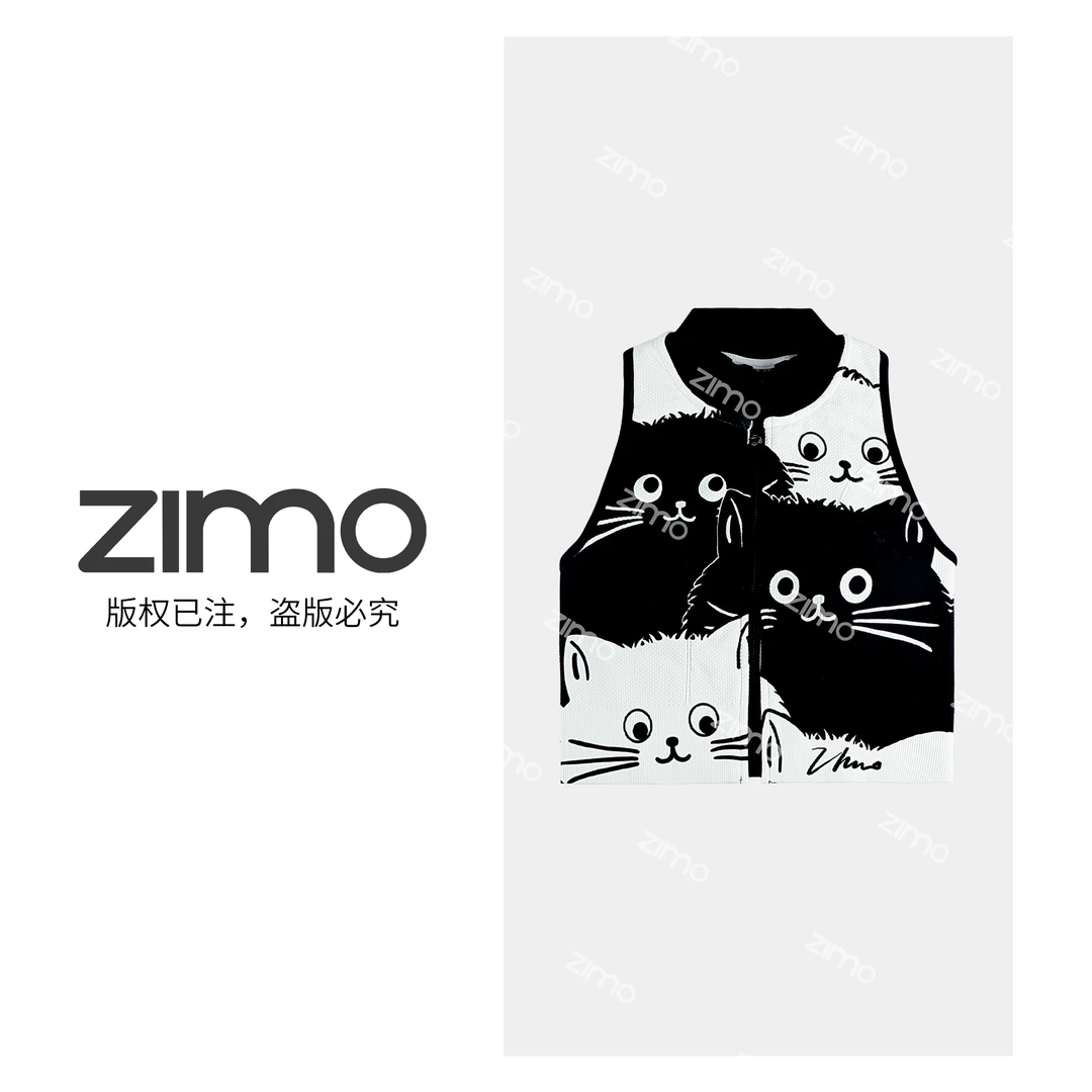 zimo-前拉链背心式文胸猫咪集合-高端瑜伽健身瑜伽