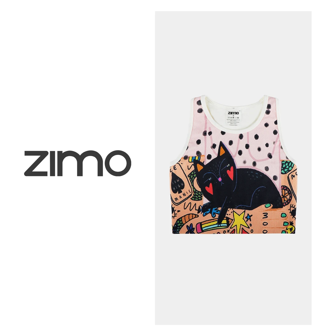 zimo-背心式文胸神秘波斯猫-休闲时尚瑜伽健身高强背心