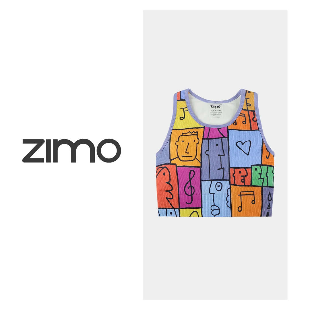 zimo-背心式文胸彩色涂鸦人-高端瑜伽健身服瑜伽服健身瑜伽