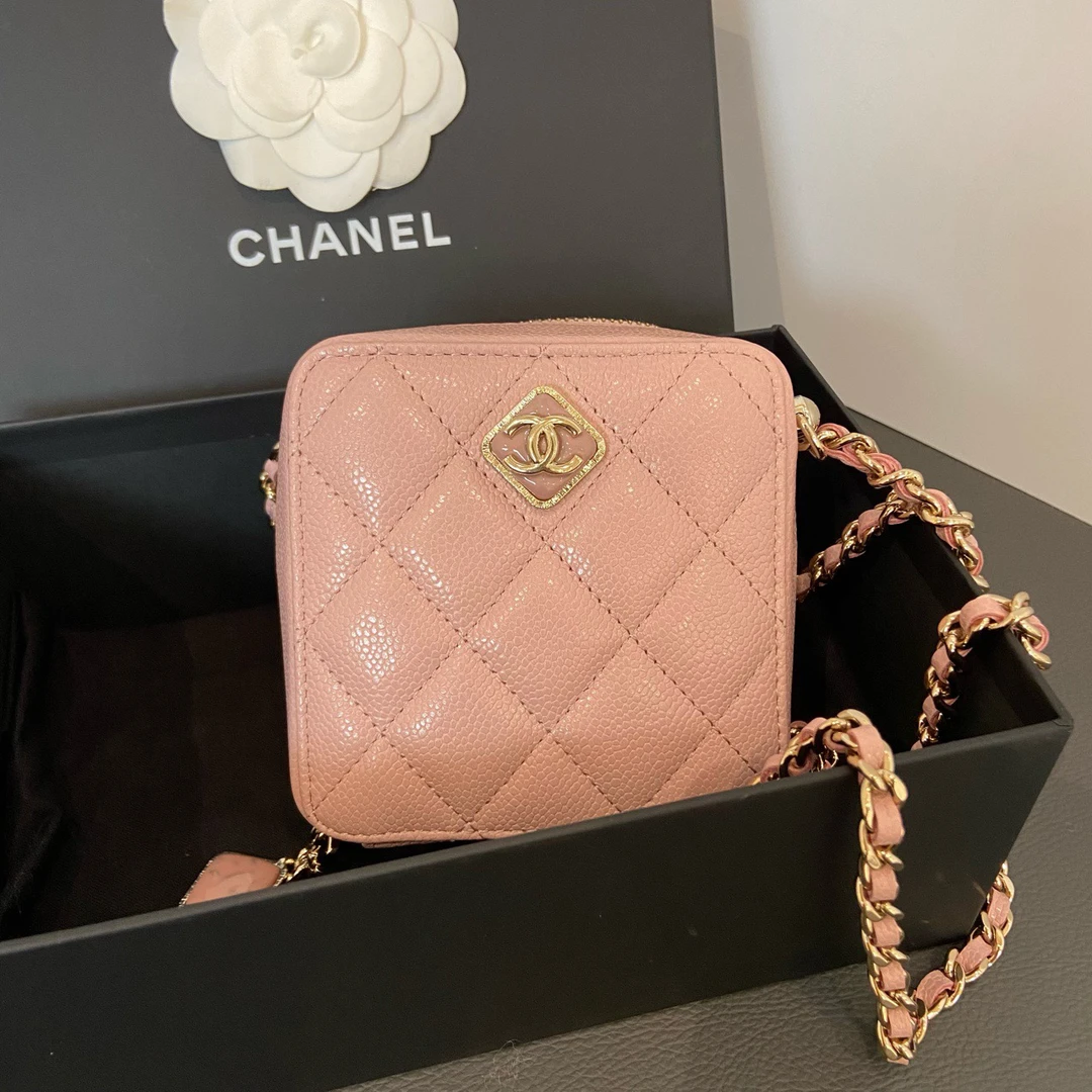 95新 Chanel/香奈儿 22A樱花粉盒子链条包8282547