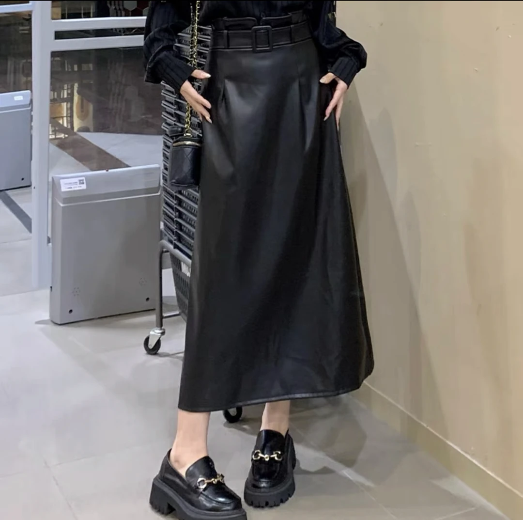 红人上新长款半身裙韩版显瘦裙子女女时尚高腰气质百搭复古开叉