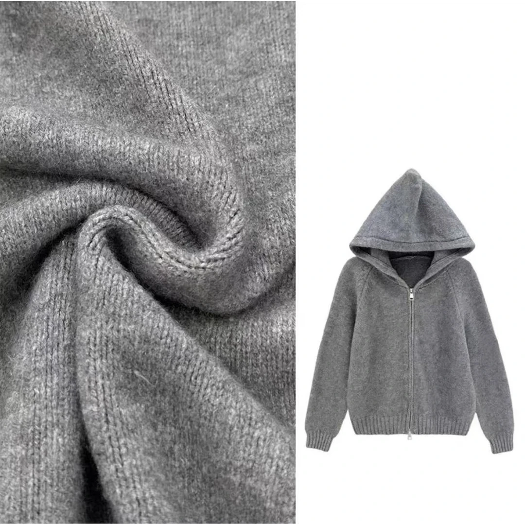 【玉姐家】气质毛衣外套冬季新款时尚连帽上衣90-140 新选f583