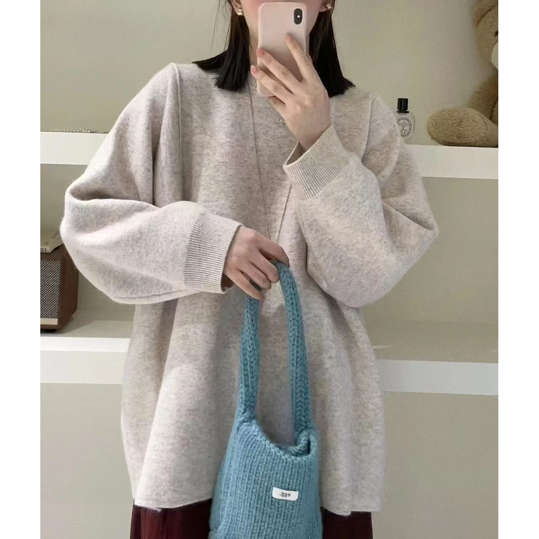 【玉姐家】冬季新款圆领加厚针织套头纯色毛衣90-150 新选f665