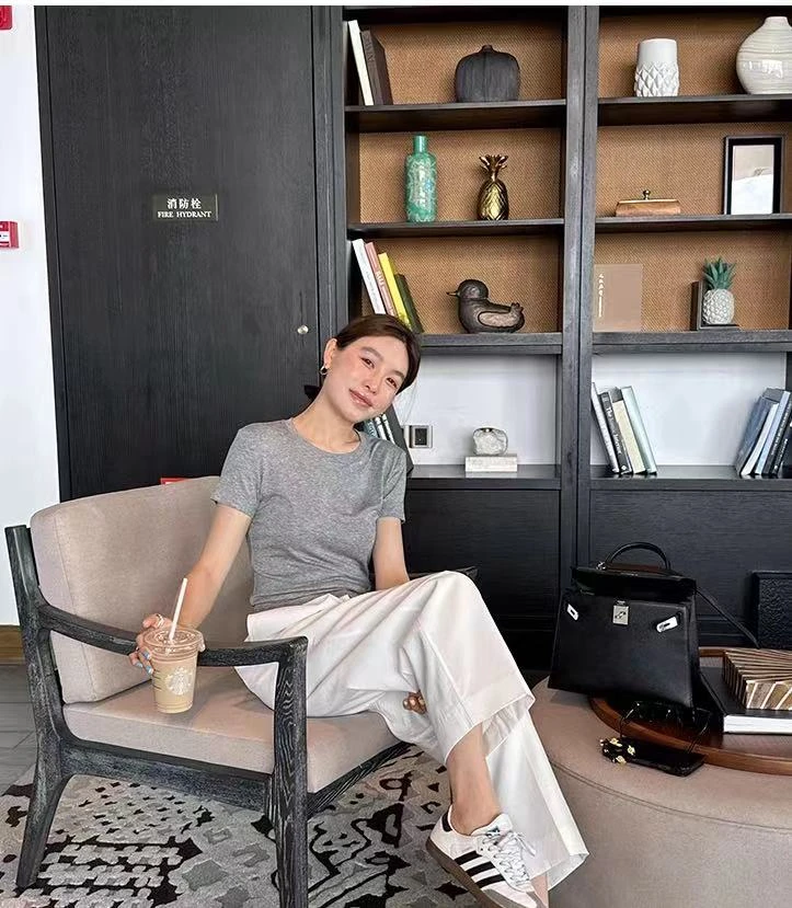 （玉姐家）水溶面膜短袖亲肤柔软女士时尚百搭简约T恤f133 J09110