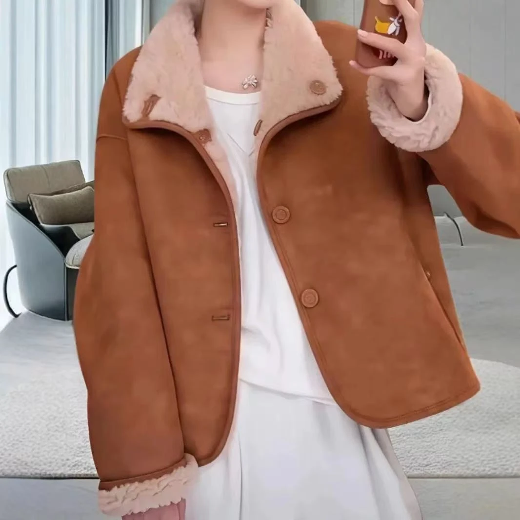 【玉姐家】冬季新款两面穿显瘦皮毛1体短外套 新选f648