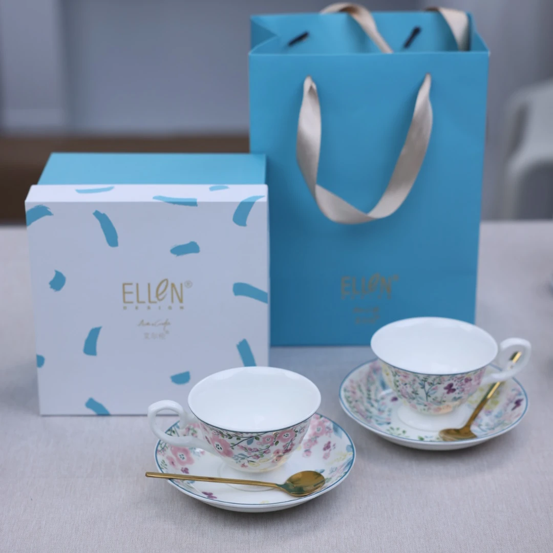 艾尔伦花语系列礼盒礼物高骨瓷杯碟套装礼物咖啡杯碟茶杯红茶杯