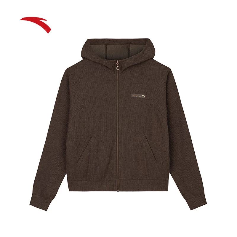 【训练】安踏针织连帽外套女子秋季宽松环保运动通勤上衣/162437712