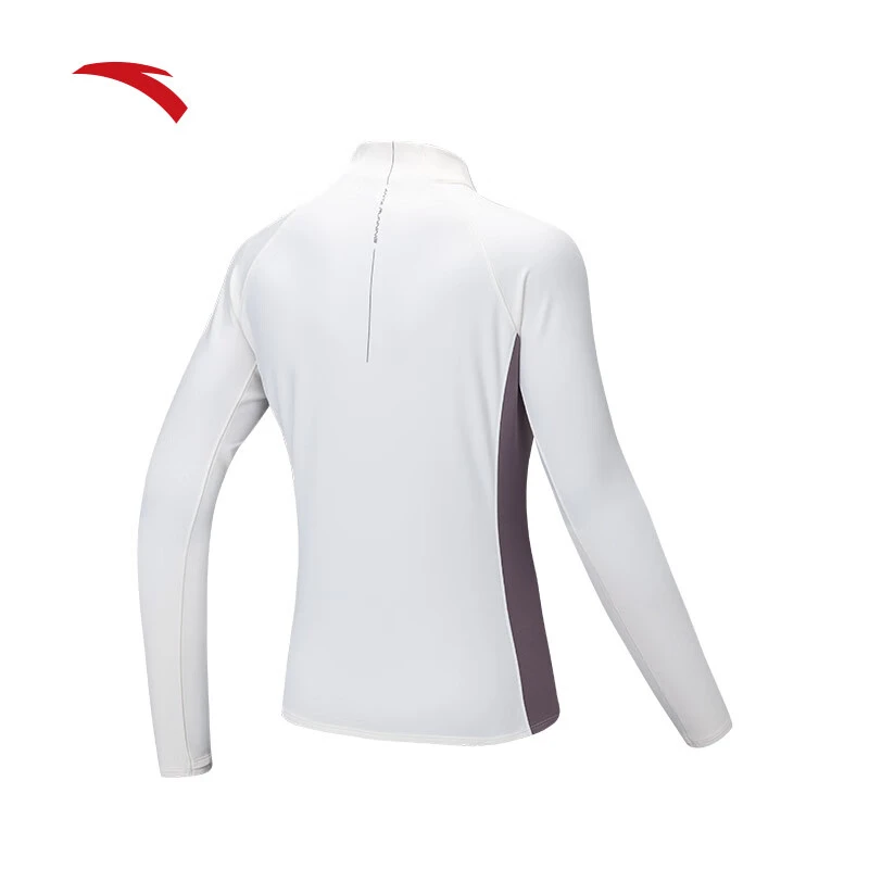 安踏丨加绒长袖T恤女冬季跑步半拉链针织衫内搭上衣-162445401N