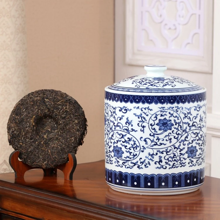 景德镇复古茶叶罐陶瓷密封罐储茶罐瓷大号茶叶罐普洱茶饼罐防潮