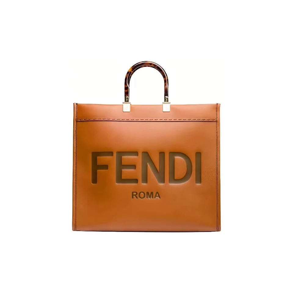 95新 FENDI/芬迪 购物袋焦糖色托特包大号/公21800