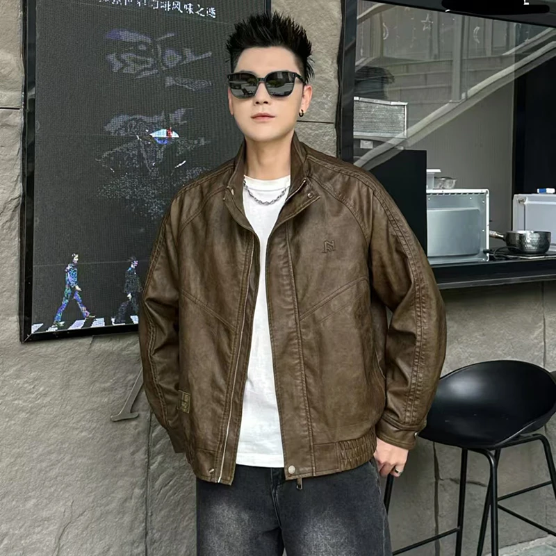 秋冬新款男仿皮皮衣夹克时尚潮流百搭男装穿搭高品质潮男帅气外套