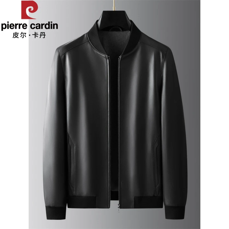 皮尔卡丹海宁真皮皮衣中青年男士时尚休闲秋冬新款中长款大衣男