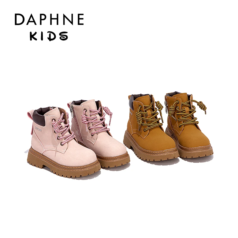 Daphne达芙妮女童马丁靴2024秋冬儿童短靴大黄靴大童男童宝宝新款