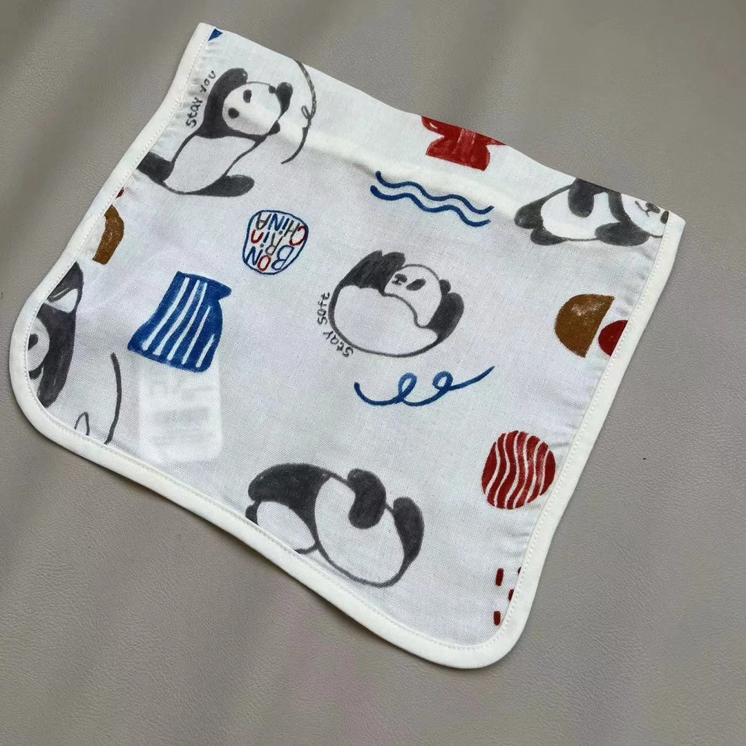 4128-熊猫满印儿童方巾卡通