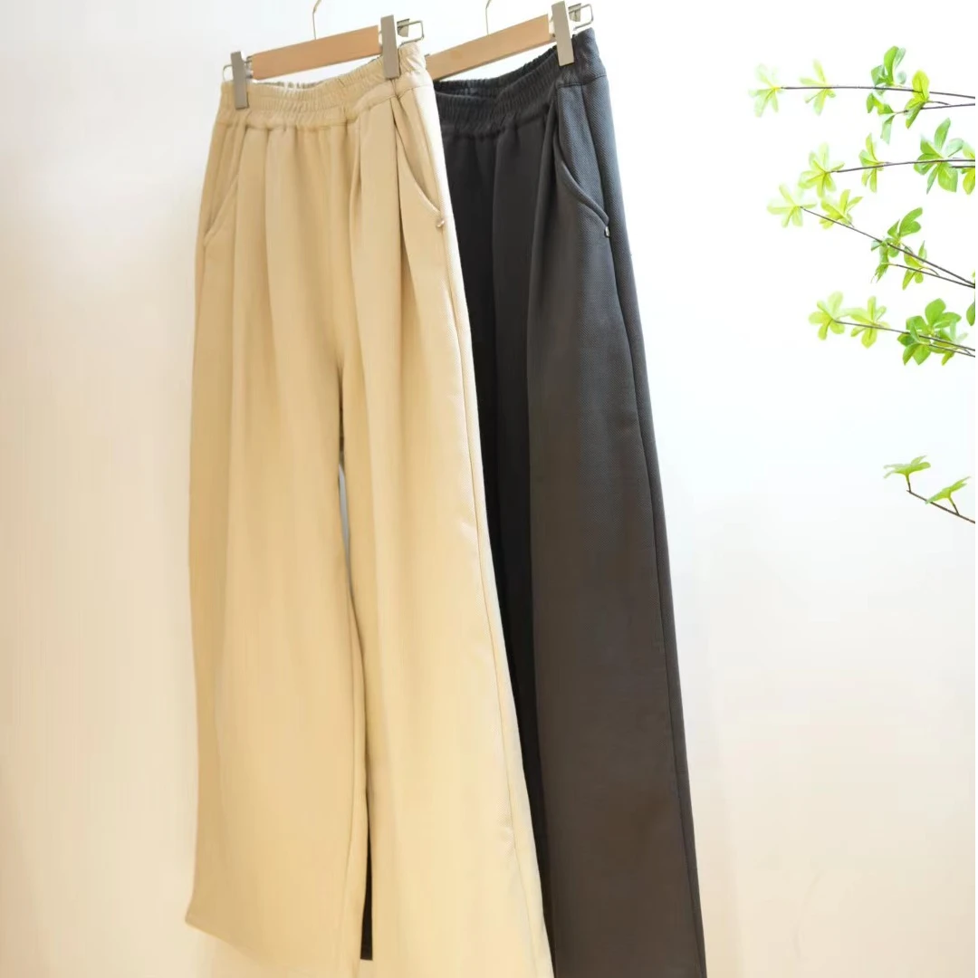 1-361-一款两色宽松垂感秋冬加绒女款休闲直筒阔腿裤