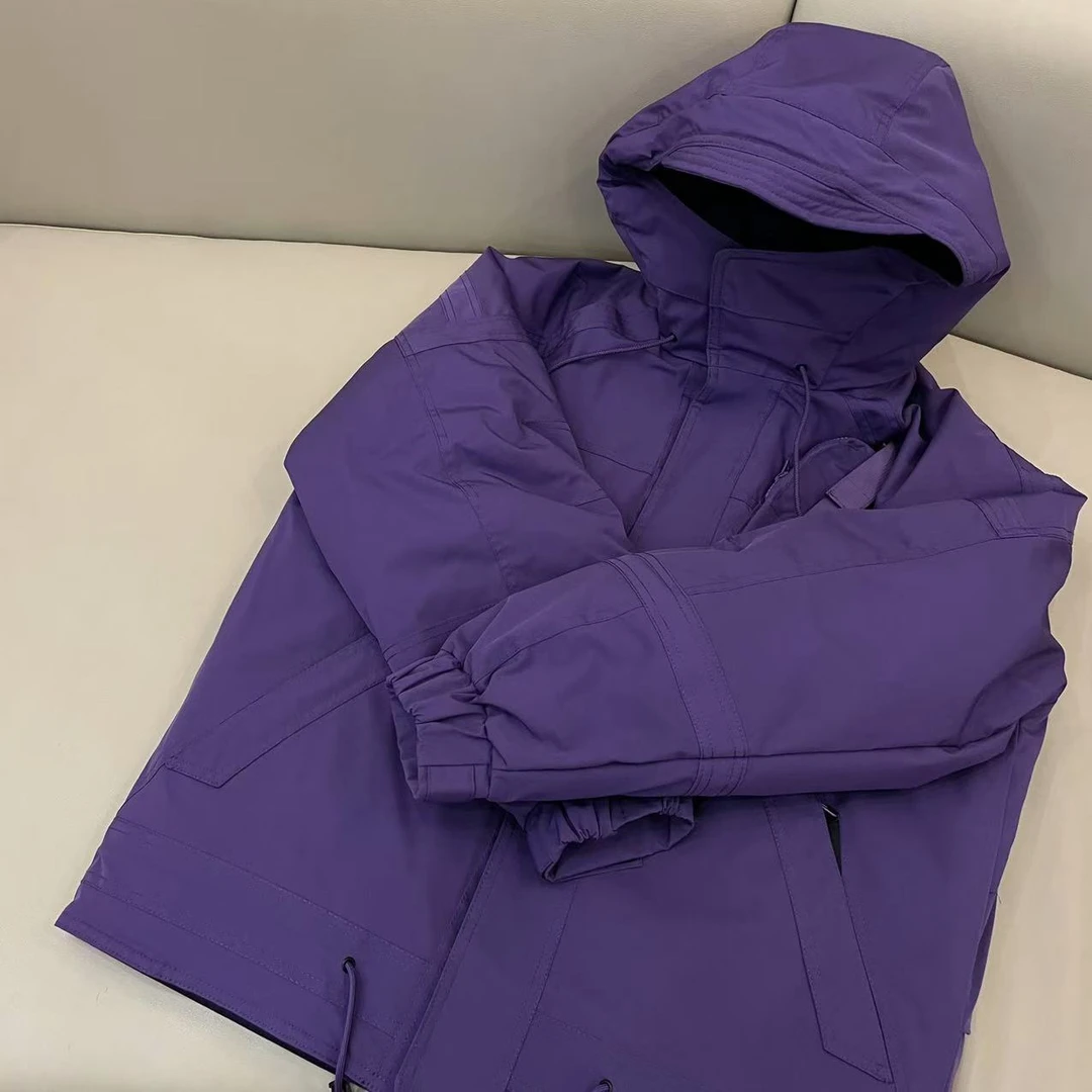 1-331-一款两色下摆抽绳连帽工装羽绒服