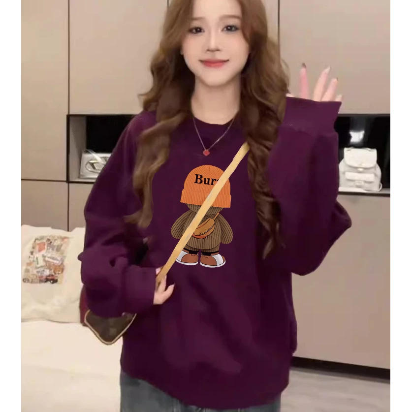 大码胖mm圆领卫衣女秋冬季2025新款外套洋气减龄宽松休闲加绒上衣