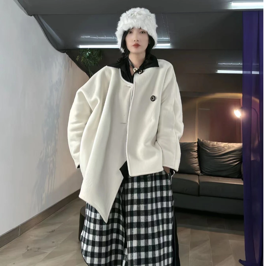 2023冬季新款短款两面穿棉服女高级感小众时尚宽松百搭加厚外套潮