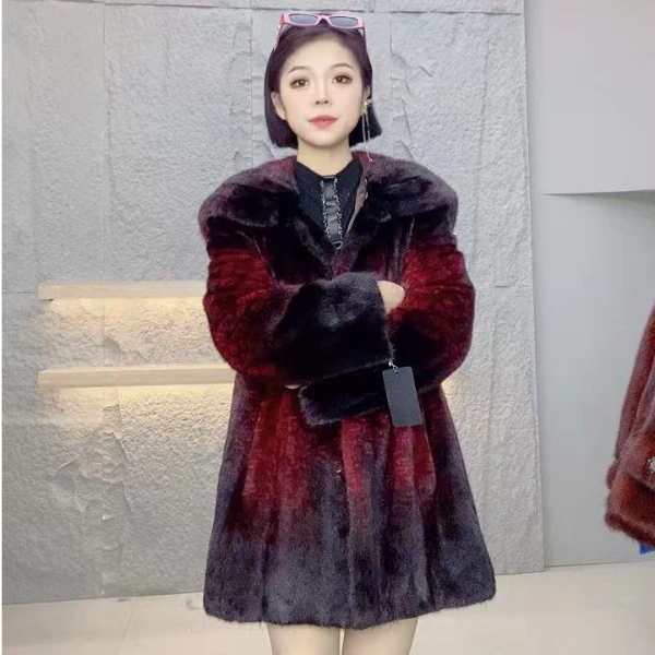 235804【DC】女装反季撤柜水貂皮草外套撞色