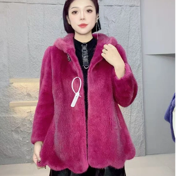 233142【DC】女装反季撤柜水貂皮草外套紫