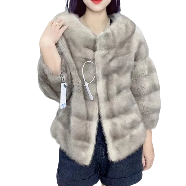 235251【DC】女装反季撤柜水貂皮草外套