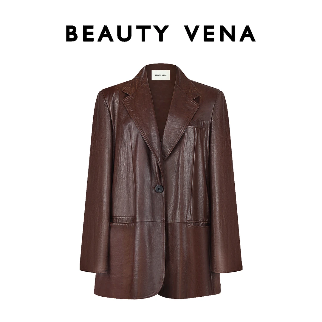BEAUTY VENA复古时髦高级感西装皮皮外套4WCYS010