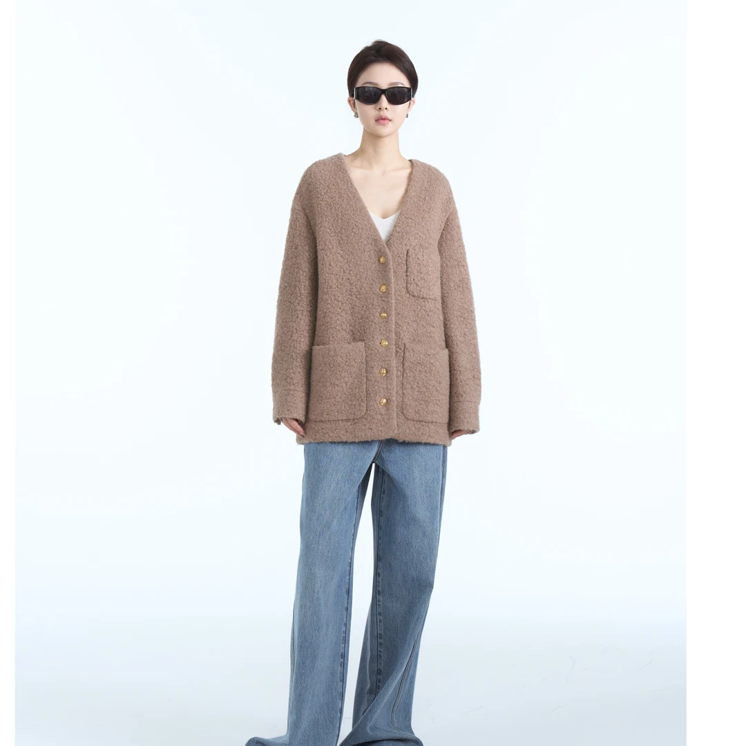 AW咖色秋冬外穿宽松外套3w1001