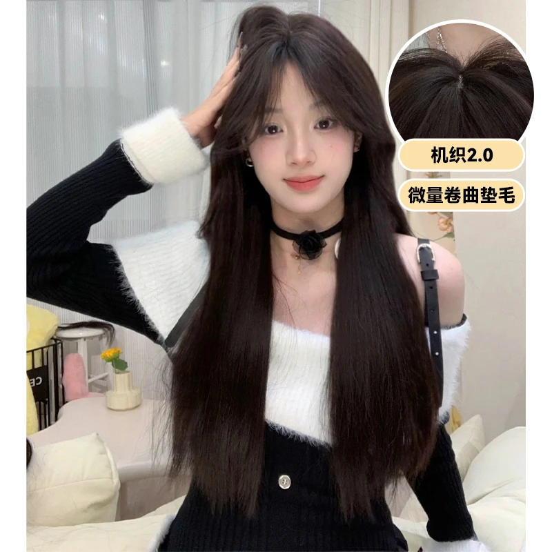 束朵假发女长直发网红日常Lolita假发自然逼真齐刘海jk新款全头套