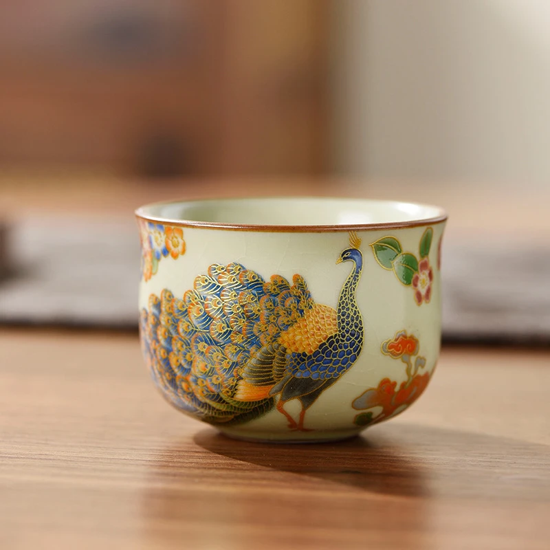 岑汝束腰杯孔雀开片可养80毫升