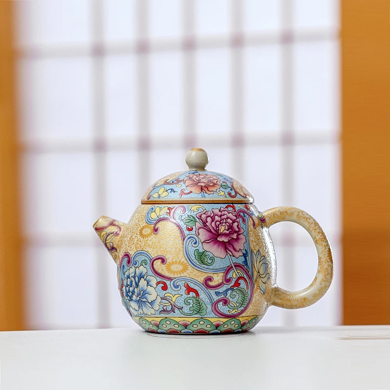 岑汝金丝牡丹茶壶开片可养龙蛋茶壶200毫升