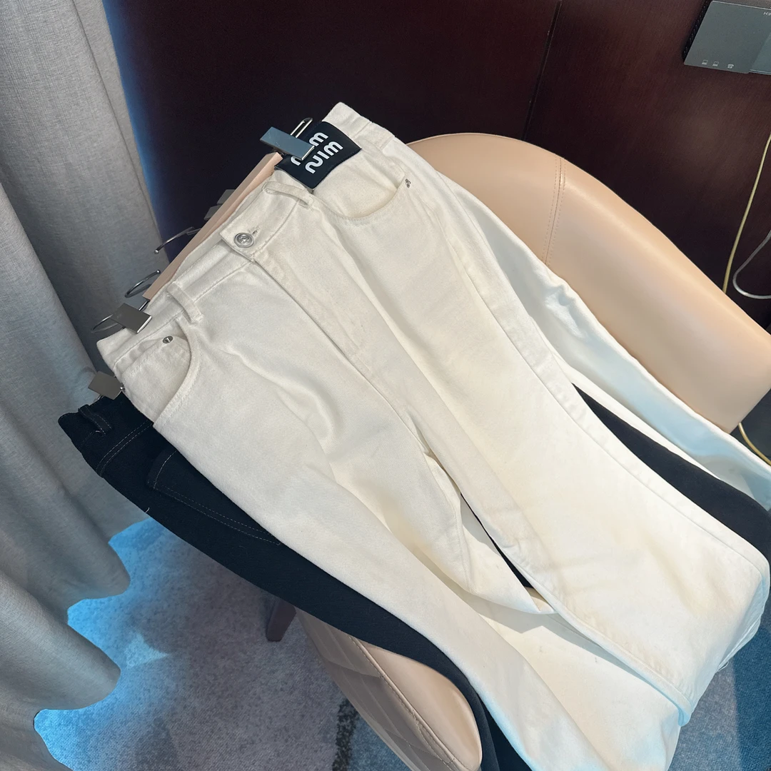 「小白牛长裤」秋季新款中腰显瘦直筒裤休闲牛仔长裤