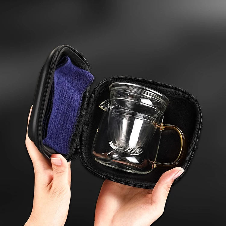 玻璃旅行茶具套装功夫快客杯一壶两杯小套单人小号便携泡茶壶茶杯