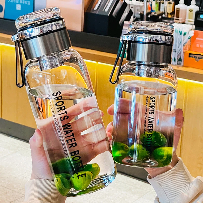 耐高温玻璃水杯大容量1000ml水壶便携茶杯男士茶水分离泡茶杯子瓶