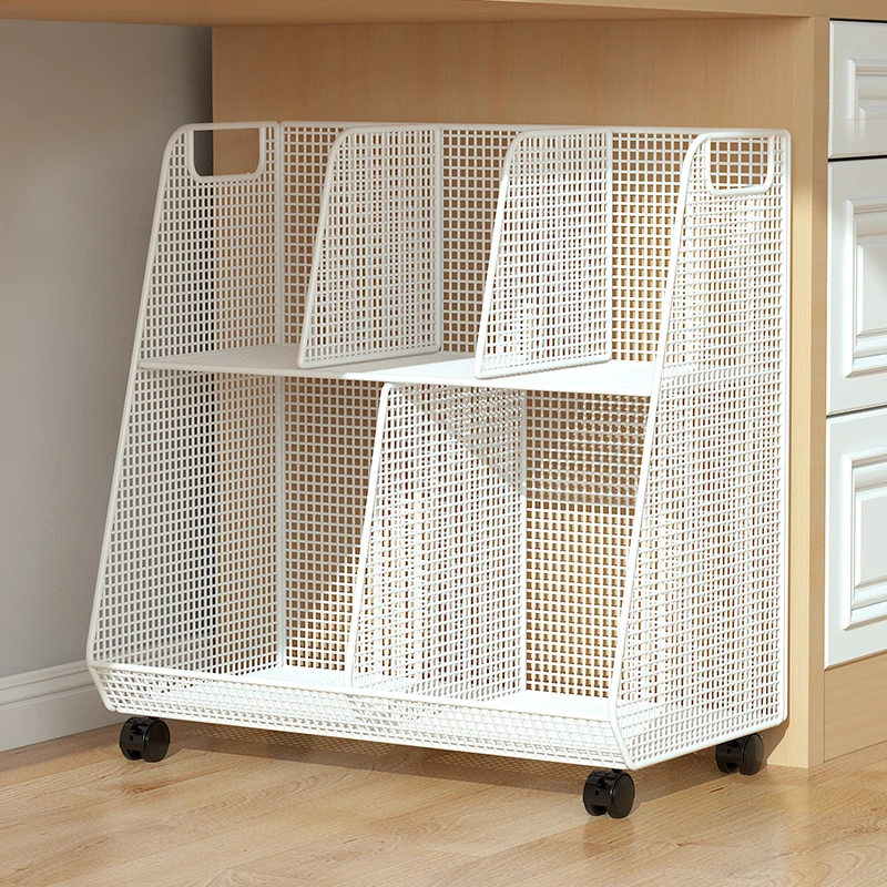 书架桌下置物家用移动初中小学生书本落地书包收纳架简易镂空书架