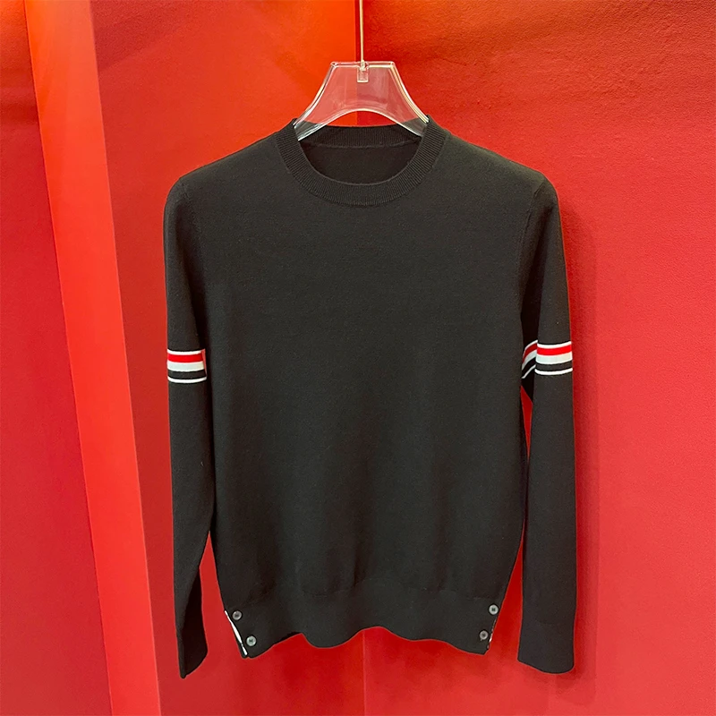 2023年秋季新款设计师长袖圆领男士轻奢潮流经典百搭休闲条纹02