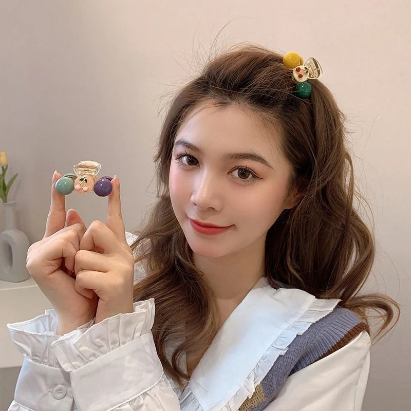 2023年新款韩版可爱樱桃发夹女可爱前额刘海发卡子后脑勺小号抓夹