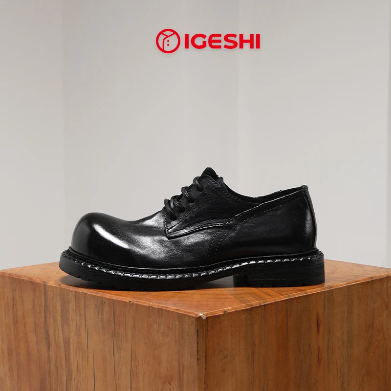 0519马皮翘头大头德比鞋