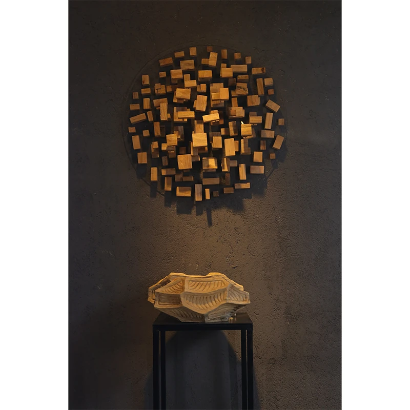 《神奇的积木》玄关创意抽象木壁饰高档商用雕刻手工艺术品摆件壁饰
