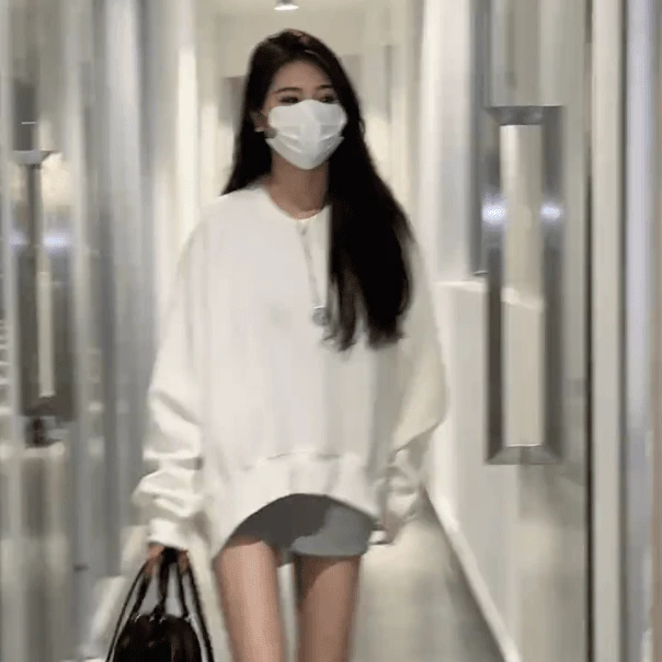 2024新款慵懒风卫衣高能感宽松休闲设计款卫衣上衣秋冬白色圆领