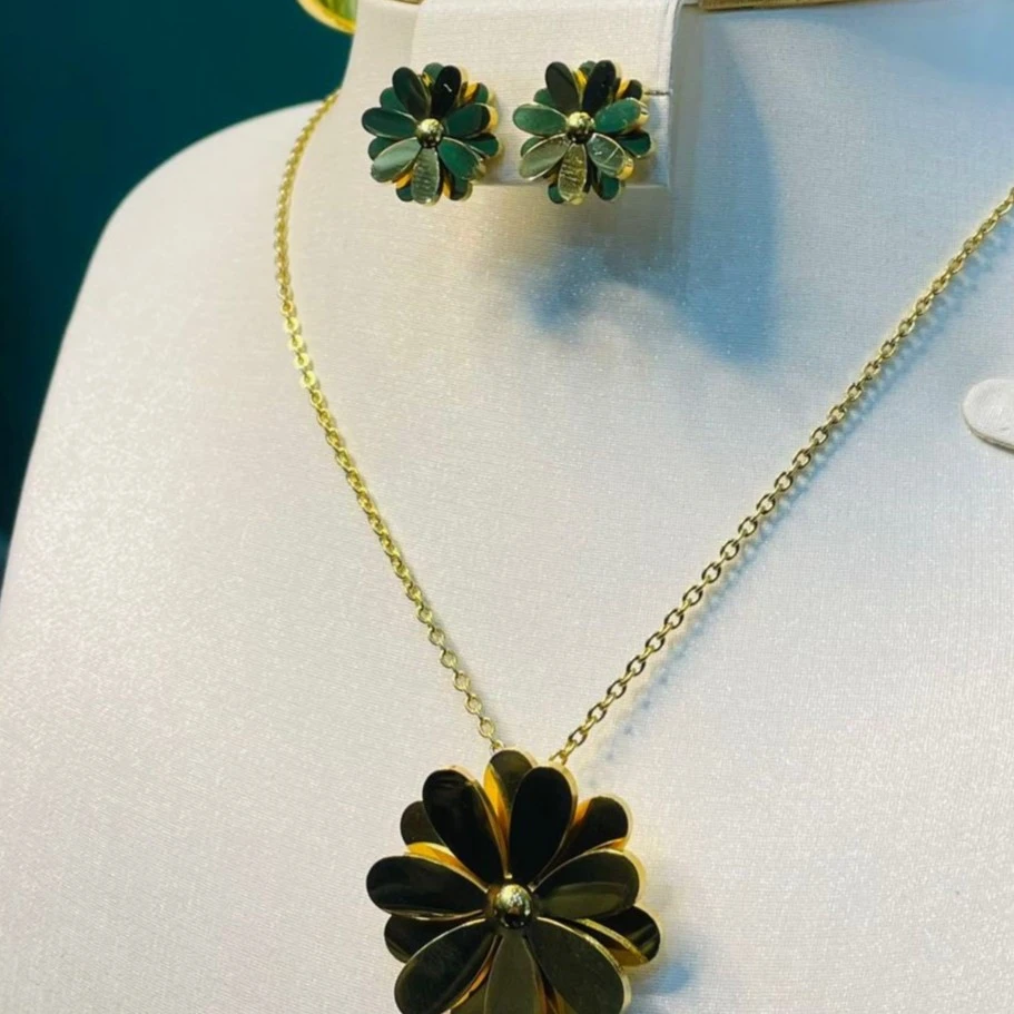 钛钢耳饰 太阳花精致套装四件套气质轻奢时尚金色欧美TGTZ018-DL