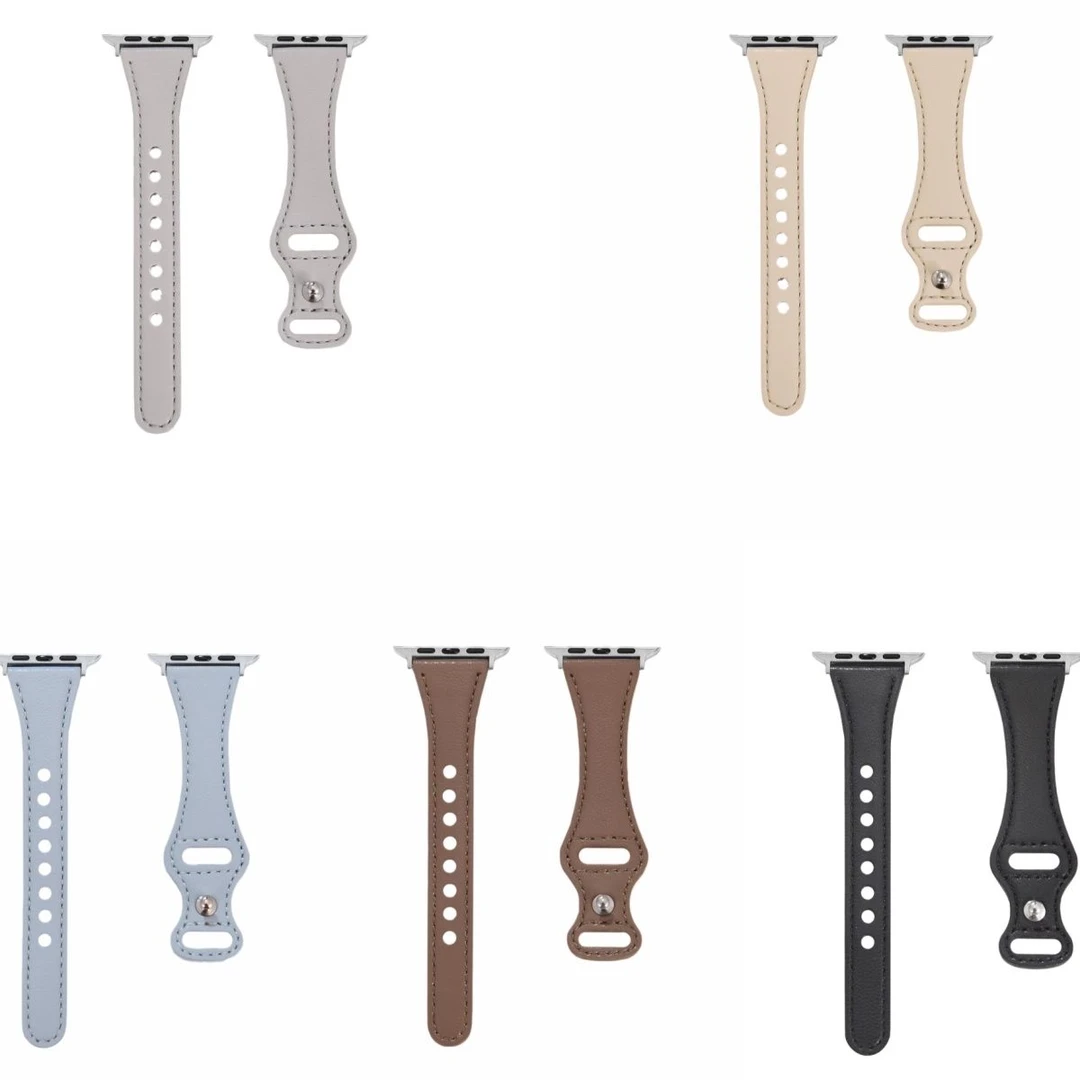 工厂适用苹果手表Apple watchSE6/5代双环真牛皮苹果表带通用产品