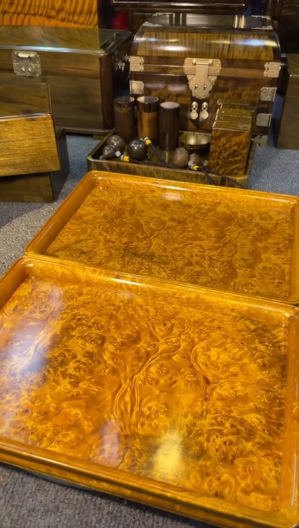 【闪购商品】金丝楠木艺金丝楠木托盘 一对16