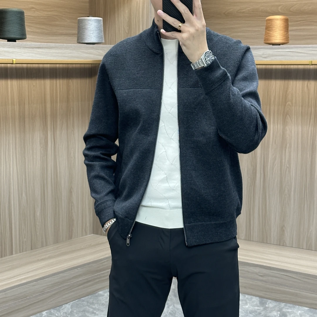 加厚新品男士简约潮流百搭秋冬商务韩版轻奢修身针织衫12353